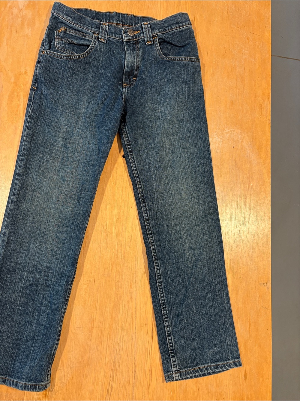 Wrangler ~ Blue Straight-Leg Boys Jeans 12 Husky Adjustable Waist